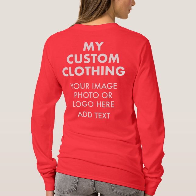 Custom Personalized WOMEN'S RED LONG SLEEVE T-Shirt (Back)