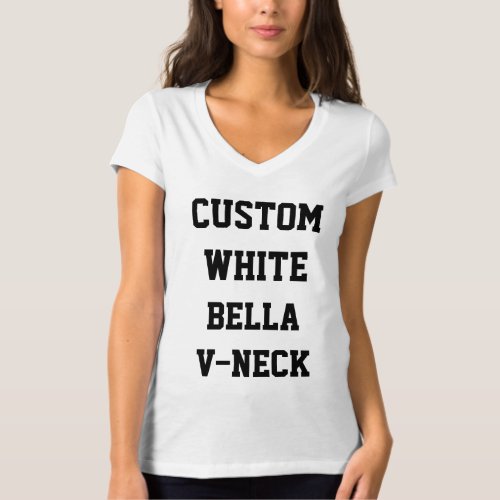 Custom Personalized Womens WHITE V_NECK T_SHIRT