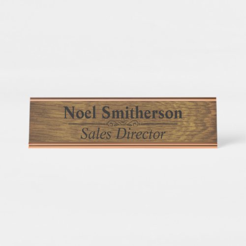 Custom Personalized Wood Effect Desk Nameplate