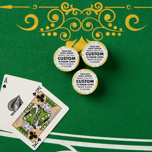 Custom personalized YELLOW Poker Chips (10) (Poker Table (Stack))
