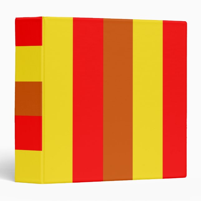 Custom Personalized Yellow Red Orange Stripes 2 3 Ring Binder (Front/Spine)