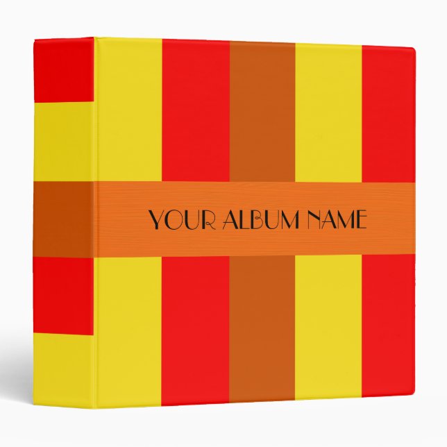 Custom Personalized Yellow Red Orange Stripes Binder (Front/Spine)