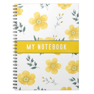 Custom Personalized Yellow Wildflower Watercolor Notebook
