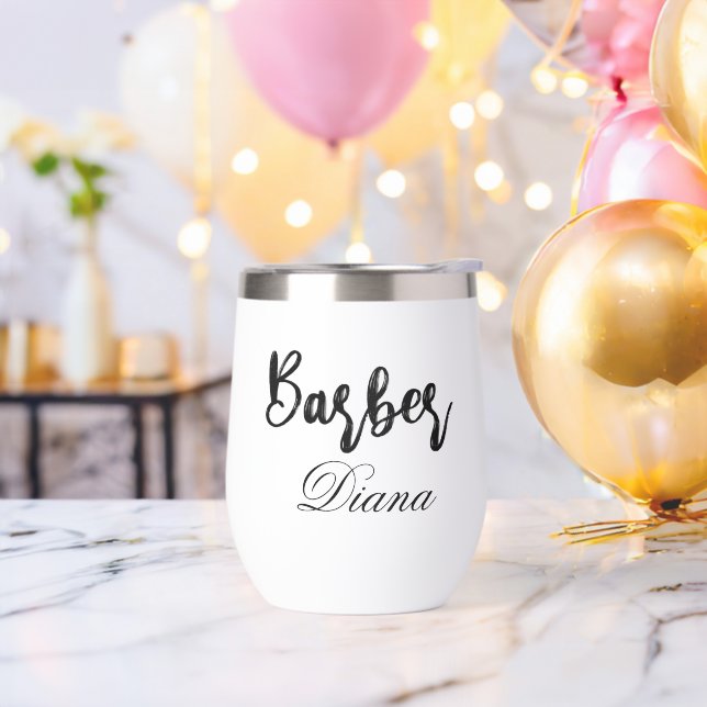 Custom Personalized Your Name Barber Thermal Wine Tumbler (Bachelor Party)