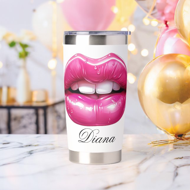 Custom Personalized Your Name Lips  Insulated Tumbler (Bachelor Party)