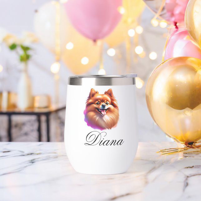 Custom Personalized Your Name Pomerian Thermal Wine Tumbler (Bachelor Party)