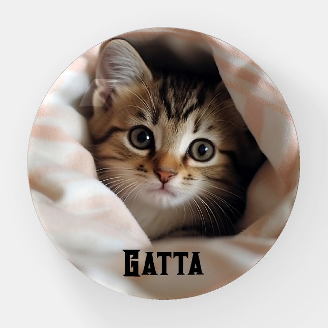 Custom Personalized Your Pet's Photo Glass Domed Paperweight (Front)