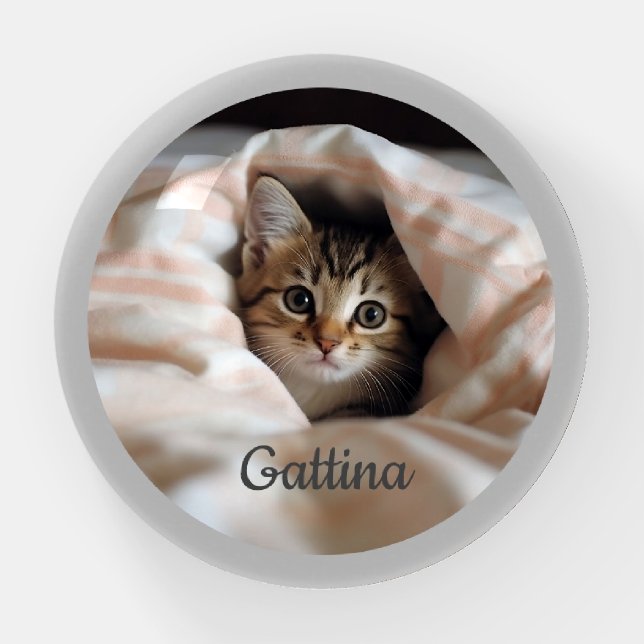 Custom Personalized Your Pet's Photo Glass Domed Paperweight (Front)