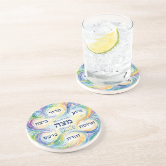 Custom Pesach Seder Plate in Hebrew for Passover  Coaster