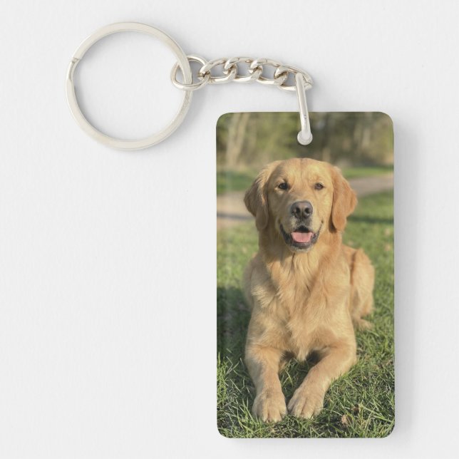 Custom Pet 2 Photo Dog Lover Keepsake Keychain (Front)