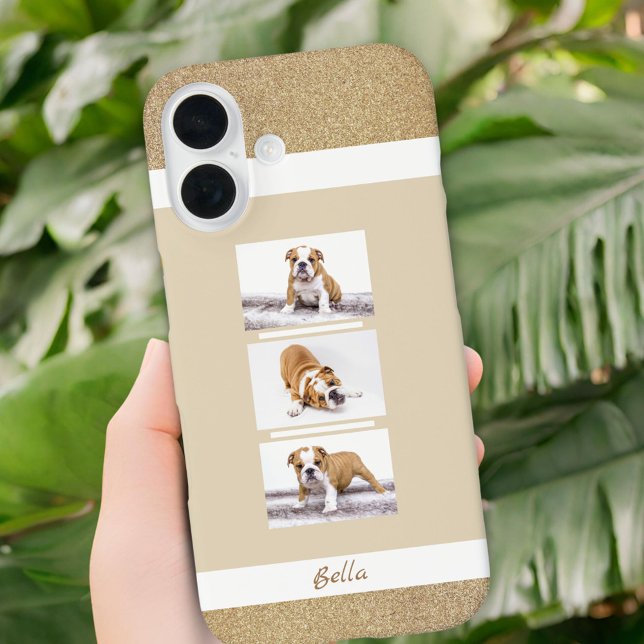 Custom Pet 3 Photo Collage and Name Case-Mate iPhone Case (Creator Uploaded)