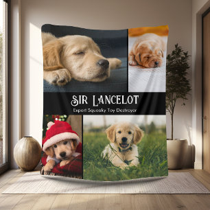 Custom Pet 4 Photo Personalized Fleece Blanket