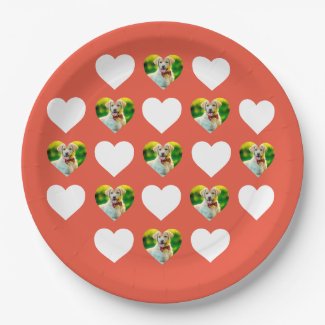 Custom Pet and Hearts Pattern Orange Red