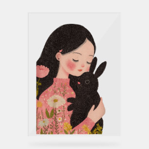 Custom Pet and Owner Portrait Pet Illustration Por Acrylic Sign