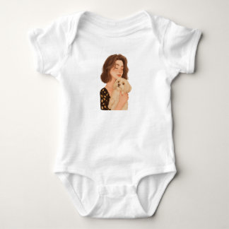 Custom Pet and Owner Portrait Pet Illustration Por Baby Bodysuit