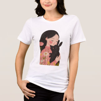 Custom Pet and Owner Portrait Pet Illustration Por Tri-Blend Shirt