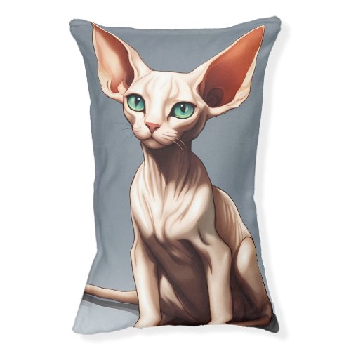 Custom Pet Bed Gray Pink  Elf Sphynx Cat Art 