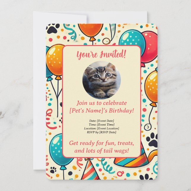 Custom Pet Birthday Invitation Card – Personalized (Front)