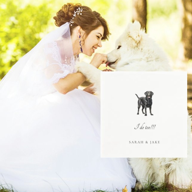 Custom Pet Black Lab Standing Wedding Cocktail Napkins (Creator Uploaded)