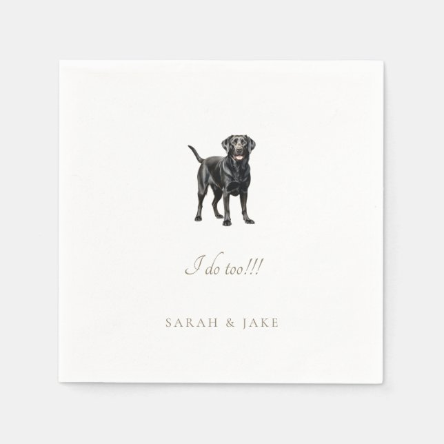 Custom Pet Black Lab Standing Wedding Napkins (Front)