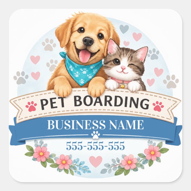 Custom Pet Boarding Adorable Sticker (Front)