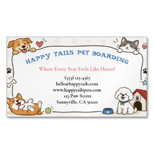 Custom Pet Boarding Magnet Cute Cartoon Dog & Cat