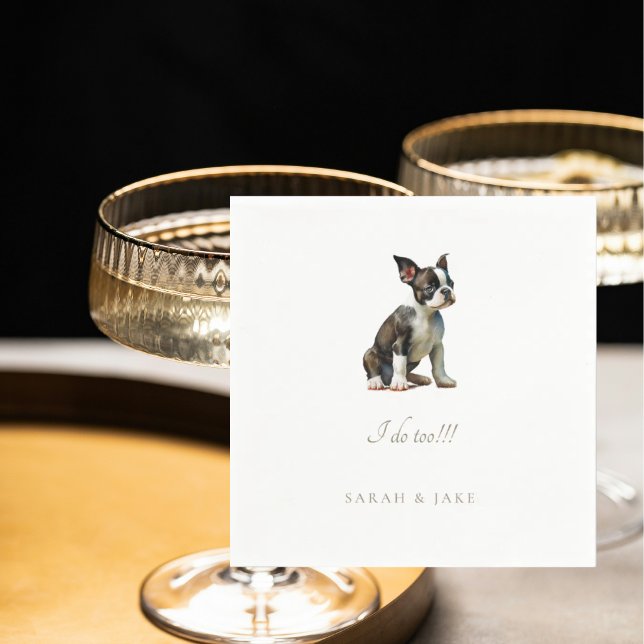 Custom Pet Boston Terrier Pet Wedding Napkins (Creator Uploaded)