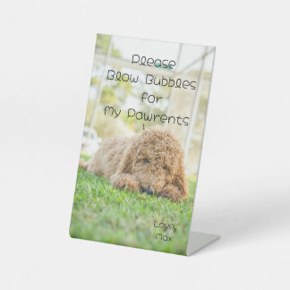 Custom Pet Bubble Blowing Wedding Send Off Pedestal Sign
