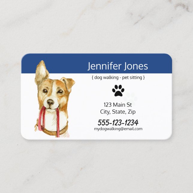 Custom Pet Business Cards - Dog Walking & Sitting (Front)