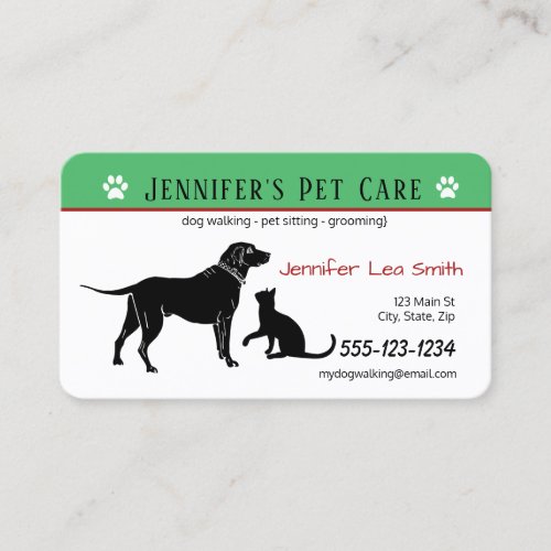 Custom Pet Care Business Cards _ Dogs  Cats