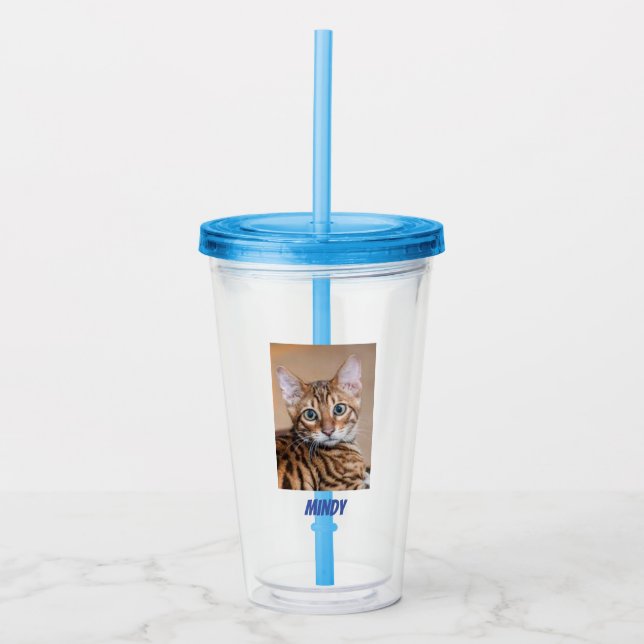 Custom Pet Cat Dog Photo Personalized Gift Acrylic Acrylic Tumbler (Front)