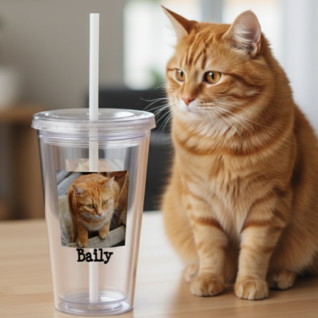 Custom Pet Cat Dog Photo Personalized Gift Acrylic Tumbler (Creator Uploaded)