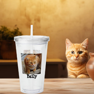 Custom Pet Cat Dog Photo Personalized Gift Acrylic Tumbler