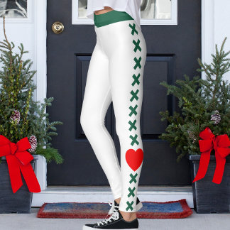 Custom Pet Cat Mom White Pine Green Pattern Love Leggings