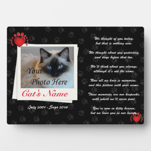 Custom Pet Cat Photo and Poem Memorial Plaque