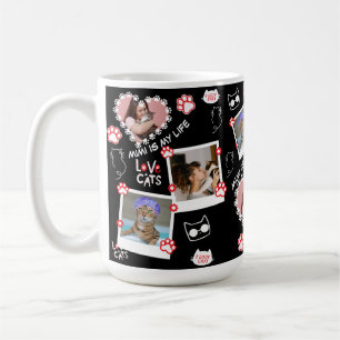 Custom Pet Cat Photo Face Collage Mug With Name 