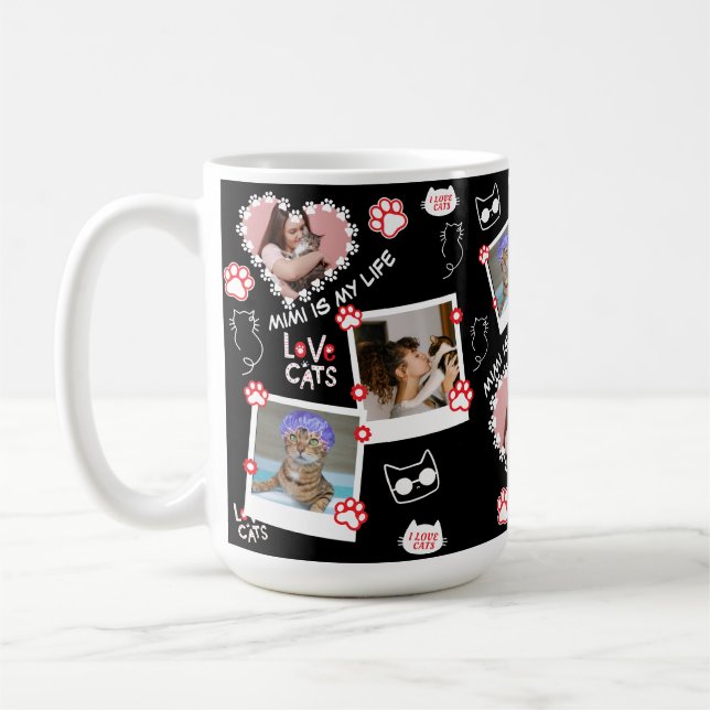 Custom Pet Cat Photo Face Collage Mug With Name  (Left)