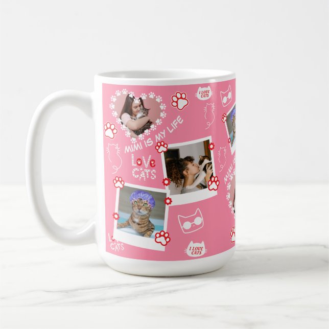 Custom Pet Cat Photo Face Collage Mug With Name  (Left)