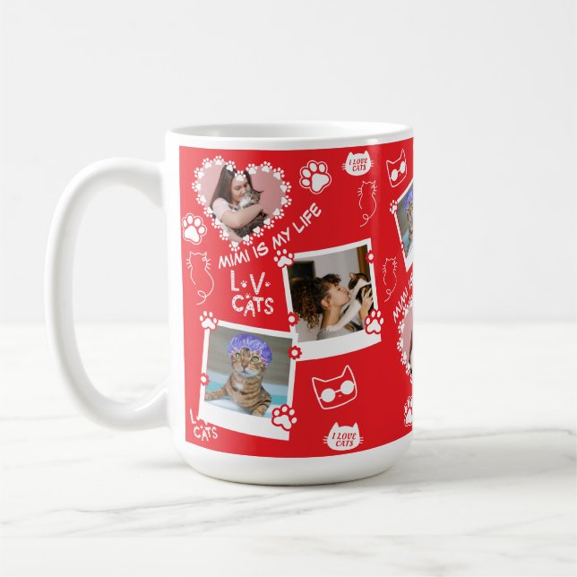 Custom Pet Cat Photo Face Collage Mug With Name  (Left)