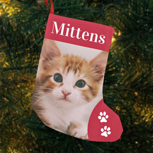 Custom Pet Cat Photo Holiday Personalized Small Christmas Stocking
