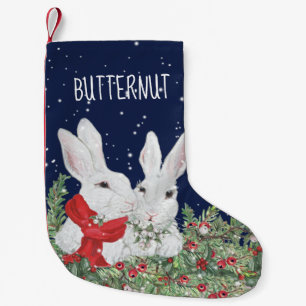 Custom Pet Christmas Bunny Rabbit Blue Snow Cute Small Christmas Stocking