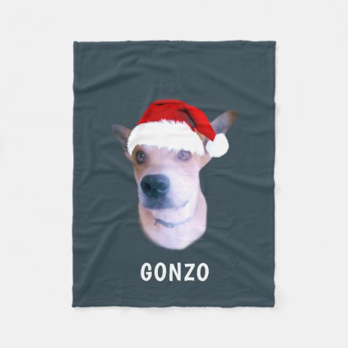 Custom Pet Christmas Dog Photo Fleece Blanket