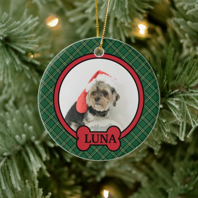 Custom Pet Christmas, Personalized Dog Photo Ceramic Ornament (Tree)