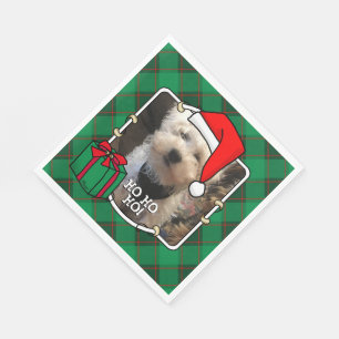 Custom Pet Christmas Photo Frame Red & Green Plaid Napkins