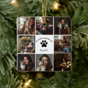 Custom Pet Collage In Loving Memory Cat Memorial Ceramic Ornament