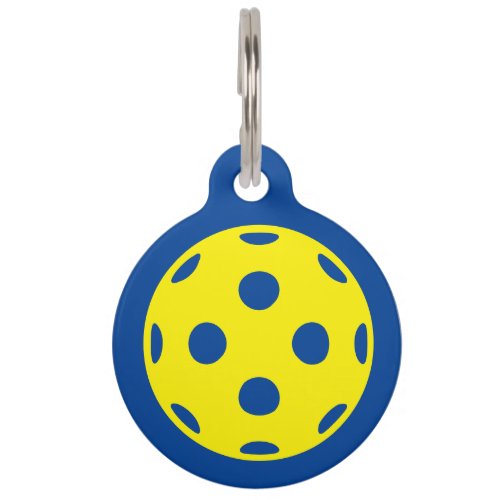 Custom pet collar tag with yellow pickleball logo