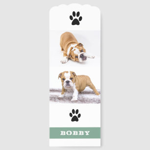 Custom Pet Dog 2 Photo and Name Paw Print Bookmarks
