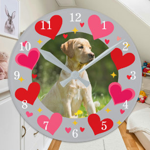Custom Pet Dog Cat Family Photo Personalized Round Clock