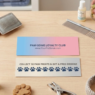 Custom Pet & Dog Cat Grooming Reward Punch Loyalty Card