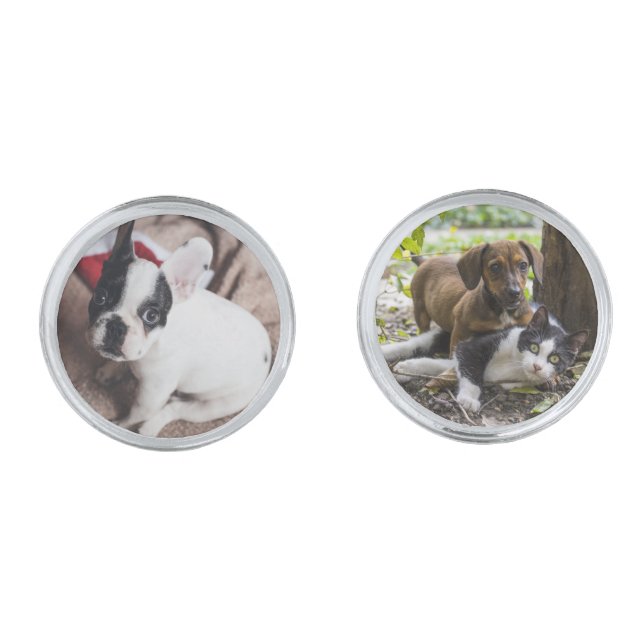 Custom Pet Dog Cat Photo Memorial Memory Keepsake Cufflinks (Front)
